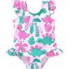 imageYOUNGER TREE Toddler Baby Girls Swimsuit Infant One Piece Bathing Suits Cute Dinosaur Beach Wear Sunsuit Ruffle SwimwearDinosaur  Leaf