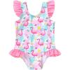 imageYOUNGER TREE Toddler Baby Girls Swimsuit Infant One Piece Bathing Suits Cute Dinosaur Beach Wear Sunsuit Ruffle SwimwearFlamingoruffles