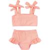 imageYOUNGER TREE Toddler Baby Girls Swimsuit Two Piece Solid Color Stripe Swimwear Summer Beach Bikini Bathing Suit 18M6TBright Peach