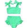 imageYOUNGER TREE Toddler Baby Girls Swimsuit Two Piece Solid Color Stripe Swimwear Summer Beach Bikini Bathing Suit 18M6TGreen