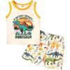 imageYOUNGER TREE Toddler Baby boy summer clothes Beaches Love Me Sleeveless Vest TopsShorts Kid Casual outfitsBeige Dinosaur