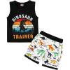 imageYOUNGER TREE Toddler Baby boy summer clothes Beaches Love Me Sleeveless Vest TopsShorts Kid Casual outfitsBlack Dinosaur