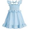 imageYOUNGER TREE Toddler Dress Baby Girls Cotton Ruffle Sleeveless Summer Dresses Kids Boho Beach Casual SundressGrey Blue