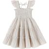imageYOUNGER TREE Toddler Girl Dress Baby Girls Summer Clothes Ruffle Sleeve Floral Smock Beach Boho Dresses SundressKhaki Stripe