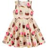 imageYOUNGER TREE Toddler Girls Donut Dress Doughnut Print OnePiece Skirt Sleeveless Princess Floral DressApricotcake