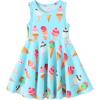 imageYOUNGER TREE Toddler Girls Donut Dress Doughnut Print OnePiece Skirt Sleeveless Princess Floral DressBlueice Cream