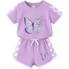 imageYOUNGER TREE Toddler Infant Baby Girls Summer Outfits Leopard Print Short Sleeve Pocket TShirt Tops Pants Clothes SetsPurplebutterfly