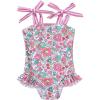 imageYOUNGER TREE Toddler Swimsuit Girl Color Block Stripe OnePiece Swimwear Baby Girl Bathing SuitsPink Floral
