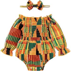 imageYOUNGER TREE African Baby Clothes Girl Dashiki Ankara Outfit SetBubble Romper