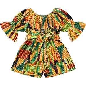 imageYOUNGER TREE African Baby Clothes Girl Dashiki Ankara Outfit SetJumpsuit1