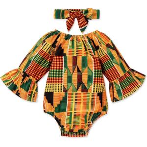 imageYOUNGER TREE African Baby Clothes Girl Dashiki Ankara Outfit SetRomperlong Sleeve
