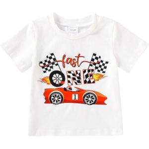 imageYOUNGER TREE Baby Boy Clothes 1 Year Old Boy Clothes First Birthday Outfit Boy Short Sleeve TShirt Infant Boy Summer OutfitsWhite Racer