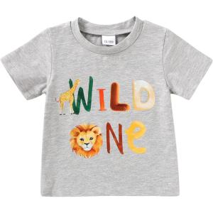 imageYOUNGER TREE Baby Boy Clothes 1 Year Old Boy Clothes First Birthday Outfit Boy Short Sleeve TShirt Infant Boy Summer OutfitsWild One Animal Patterns