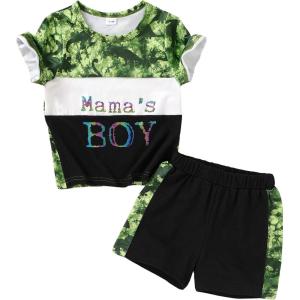 imageYOUNGER TREE Toddler Baby Boy Summer Clothes Dinosaur TShirt and Shorts Boy Outfits 12 Months to 4TCamouflage  Mamas Boy