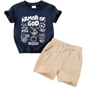 imageYOUNGER TREE Toddler Baby Boy Summer Clothes Dinosaur TShirt and Shorts Boy Outfits 12 Months to 4TNavy Blue Clothes
