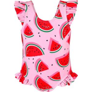 imageYOUNGER TREE Toddler Baby Girls Swimsuit Infant One Piece Bathing Suits Cute Dinosaur Beach Wear Sunsuit Ruffle SwimwearPink Watermelon
