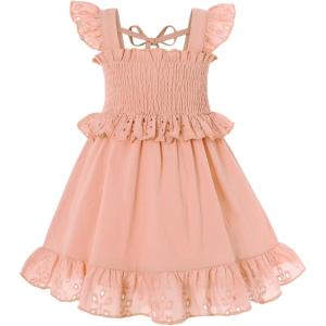 imageYOUNGER TREE Toddler Dress Baby Girls Cotton Ruffle Sleeveless Summer Dresses Kids Boho Beach Casual SundressBright Pink