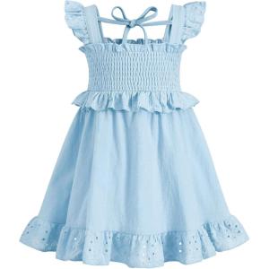 imageYOUNGER TREE Toddler Dress Baby Girls Cotton Ruffle Sleeveless Summer Dresses Kids Boho Beach Casual SundressGrey Blue