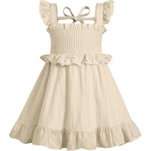 imageYOUNGER TREE Toddler Dress Baby Girls Cotton Ruffle Sleeveless Summer Dresses Kids Boho Beach Casual SundressKhaki