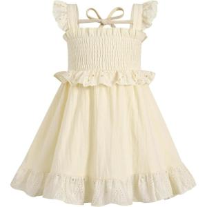 imageYOUNGER TREE Toddler Dress Baby Girls Cotton Ruffle Sleeveless Summer Dresses Kids Boho Beach Casual SundressLight Apricot