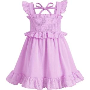 imageYOUNGER TREE Toddler Dress Baby Girls Cotton Ruffle Sleeveless Summer Dresses Kids Boho Beach Casual SundressPink
