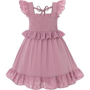 imageYOUNGER TREE Toddler Dress Baby Girls Cotton Ruffle Sleeveless Summer Dresses Kids Boho Beach Casual SundressPurple
