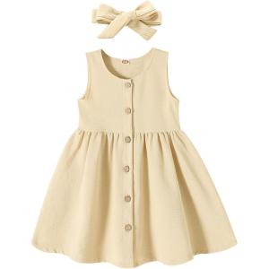 imageYOUNGER TREE Toddler Dresses Lemon Baby Girls Pineapple Fruit Dress Outfit Summer Girl Dress Spring SundressKhaki
