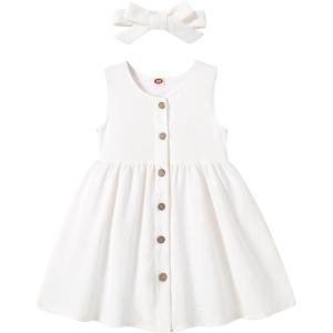 imageYOUNGER TREE Toddler Dresses Lemon Baby Girls Pineapple Fruit Dress Outfit Summer Girl Dress Spring SundressWhite