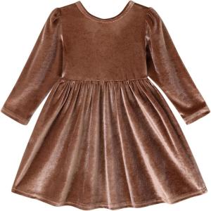 imageYOUNGER TREE Toddler Fall Dress Girl Winter Clothes Long Sleeve Velvet Dresses Princess Party OutfitsBrown