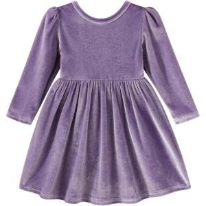 imageYOUNGER TREE Toddler Fall Dress Girl Winter Clothes Long Sleeve Velvet Dresses Princess Party OutfitsPurple Dress