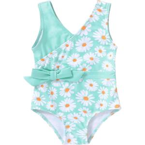 imageYOUNGER TREE Toddler Girl One Piece Swimsuit Color Block Stripe Swimwear Summer Beach Bathing Suit 12M5TBluedaisy