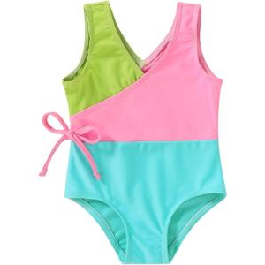 imageYOUNGER TREE Toddler Girl One Piece Swimsuit Color Block Stripe Swimwear Summer Beach Bathing Suit 12M5TDoughnut Color Block