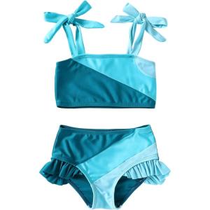 imageYOUNGER TREE Toddler Girls Two Pieces Swimsuit Color Block Stripe Swimwear Summer Beach Bathing Suit 18M5TBlue
