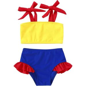 imageYOUNGER TREE Toddler Girls Two Pieces Swimsuit Color Block Stripe Swimwear Summer Beach Bathing Suit 18M5TBlueyellow