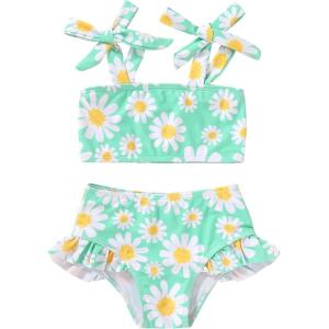 imageYOUNGER TREE Toddler Girls Two Pieces Swimsuit Color Block Stripe Swimwear Summer Beach Bathing Suit 18M5TGreendaisy