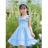 imageToddler Baby Girls Dress Floral Embroidered Boho Sleeveless Beach Butterfly SundressBlue and Flower