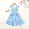 imageToddler Baby Girls Dress Floral Embroidered Boho Sleeveless Beach Butterfly SundressBlue and Flower