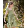 imageToddler Baby Girls Dress Floral Embroidered Boho Sleeveless Beach Butterfly SundressGrass Green and Flower
