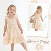 imageToddler Baby Girls Dress Floral Embroidered Boho Sleeveless Beach Butterfly SundressKhaki and Flowers