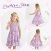 imageToddler Baby Girls Dress Floral Embroidered Boho Sleeveless Beach Butterfly SundressPurple and Flowers