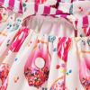 imageToddler Baby Girls Summer Skirt Ice Cream Print Sleeveless Strap Backless DressDonut White