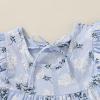 imageYOUNGER TREE Toddler Baby Girl Boho Dress Linen Ruffle Sleeveless Casual Dress Kids Solid Floral Summer Beach SundressBlue