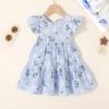 imageYOUNGER TREE Toddler Baby Girl Boho Dress Linen Ruffle Sleeveless Casual Dress Kids Solid Floral Summer Beach SundressBlue