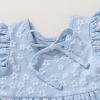 imageYOUNGER TREE Toddler Baby Girl Boho Dress Linen Ruffle Sleeveless Casual Dress Kids Solid Floral Summer Beach SundressBlue Floral