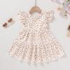 imageYOUNGER TREE Toddler Baby Girl Boho Dress Linen Ruffle Sleeveless Casual Dress Kids Solid Floral Summer Beach SundressFloral Beige