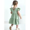 imageYOUNGER TREE Toddler Baby Girl Boho Dress Linen Ruffle Sleeveless Casual Dress Kids Solid Floral Summer Beach SundressGreen