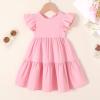 imageYOUNGER TREE Toddler Baby Girl Boho Dress Linen Ruffle Sleeveless Casual Dress Kids Solid Floral Summer Beach SundressPink
