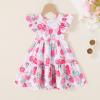 imageYOUNGER TREE Toddler Baby Girl Boho Dress Linen Ruffle Sleeveless Casual Dress Kids Solid Floral Summer Beach SundressPink Floral