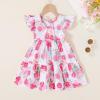 imageYOUNGER TREE Toddler Baby Girl Boho Dress Linen Ruffle Sleeveless Casual Dress Kids Solid Floral Summer Beach SundressPink Floral