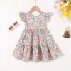 imageYOUNGER TREE Toddler Baby Girl Boho Dress Linen Ruffle Sleeveless Casual Dress Kids Solid Floral Summer Beach SundressPink and Green Floral